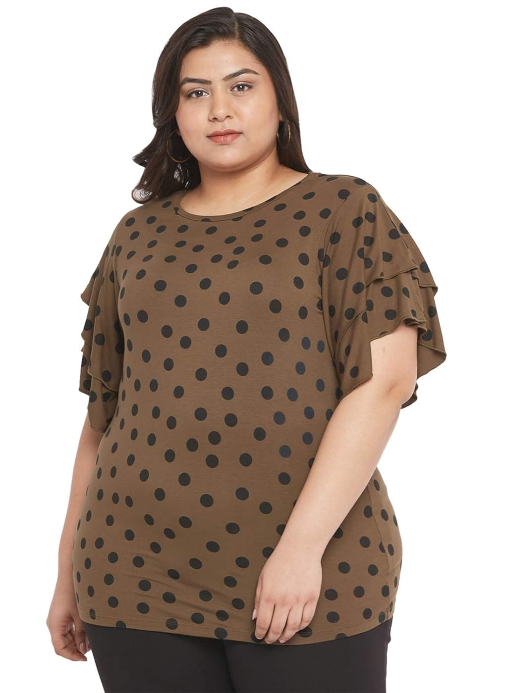 Buy aLL Plus Size Printed Elbow Sleeve Round Neck Top at Amazon.in