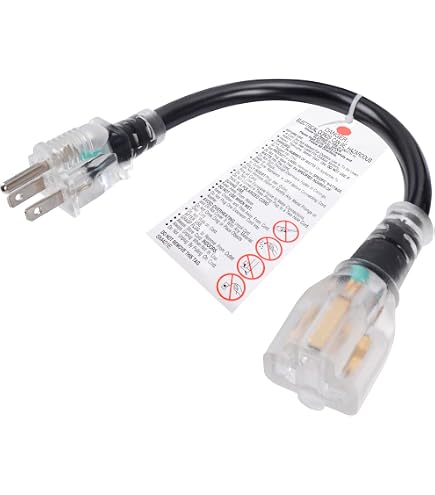 CERRXIAN 12AWG Heavy Duty Short Extension Cord – 1FT, 15A/125V, NEMA 5-15P To 5-15R/5-20R/6-15R/6-20R, 4-in-1 Adapter