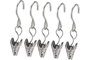 TOYANDONA Curtain Clips and S-Shaped Metal Hook Clamps Silver Hanging Clips for Window Treatments 50pcs