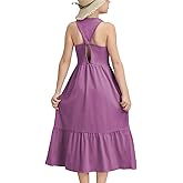 tiny sugar Girls Summer Maxi Dress Sleeveless Back Detailed Tiered Sundress with Pockets 5-12 Years