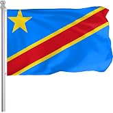 FLGCLUB Democratic Republic of the Congo Flag 3x5 Ft Outdoor, Vibrant Color Fade Resistant Congolese Flags Polyester Double Stitched, Congo National Flag Canvas Header and Brass Grommets