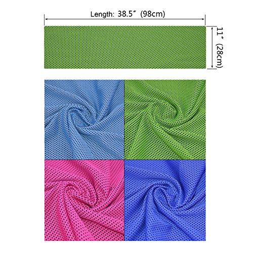 KAKOO Cooling Towel 4 Pack Instant Relief Microfiber Cool Towels Chilling Neck Wrap Ice Cold Rags/Scarf for Sports Gym Fitness Camping Cycling Hiking Workout Golf Travel (A-4 Color)