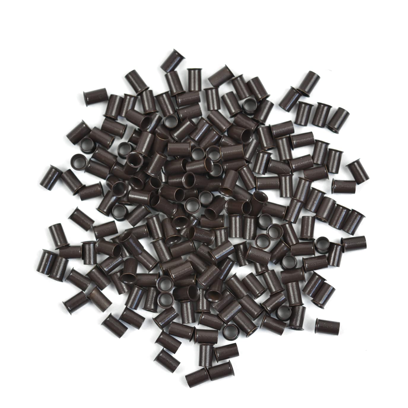 500 Pcs 3.4 mm Micro Link Ring Copper Tubes Beads Non-Silicone Micro Link Beads for I-Tip Hair Extensions (Dark Brown)