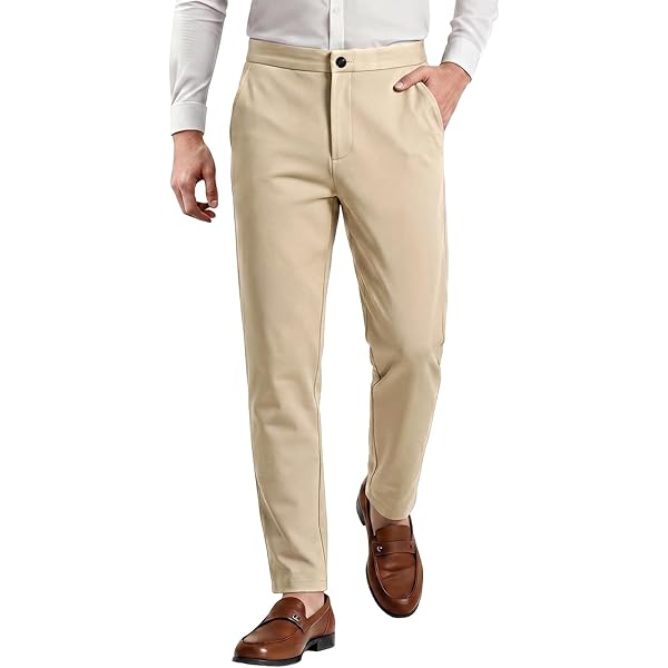 Men's Cropped Suit Pants Stretch Skinny Fit Casual Business Pant Slim Fit  Tapered Ankle Dress Chino Trousers (Black,28) at Amazon Men's Clothing store