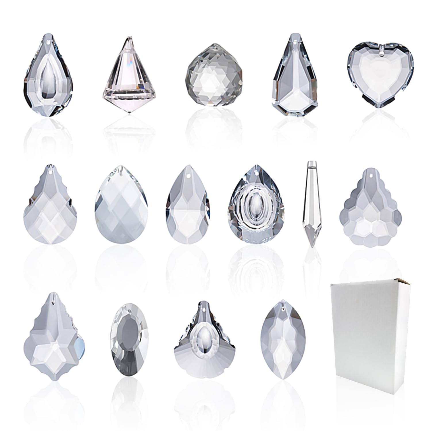 15 Crystal Pendants - Home Decor, DIY Rainbow Light Catchers - Hangable Glass Prism Pendants