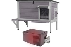 Aivituvin Cat House with Insulated Liner, Large Heated Feral Cats Shelter, Weatherproof Cat Condos for Outdoor Indoor Cats
