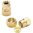 Pronese 2PCS LF Brass 3/8"OD Male Compression to 1/4Inch Female Compression Brass Coverter Adapter,For Ice Maker,Refrigerator,Faucet to Line Fitting