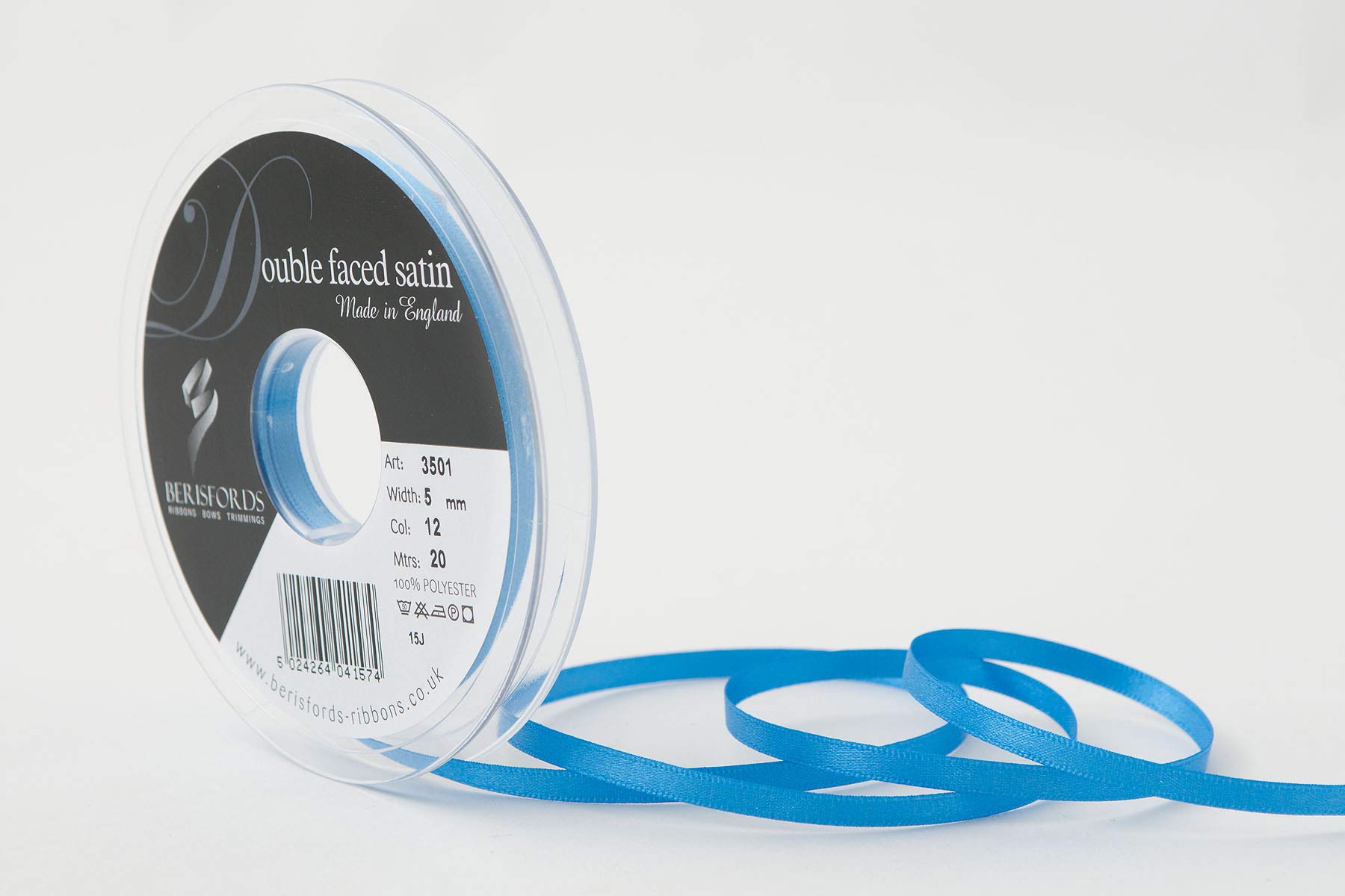 Berisfords Double FACE Poly Satin Ribbon, Royal Blue, 5 mm