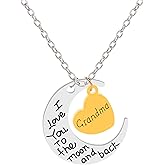 PLwelth Moon Necklace for Grandma Grandpa I Love You to Moon and Back Necklace Gifts for Her Birthday Mother’s Father’s Day