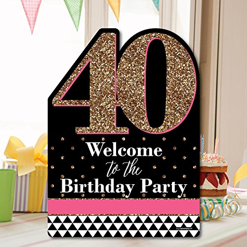 Big-Dot-of-Happiness-Chic-40th-Birthday-Pink-Black-and-Gold-Party-Decorations-Birthday-Party-Welcome-Yard-Sign