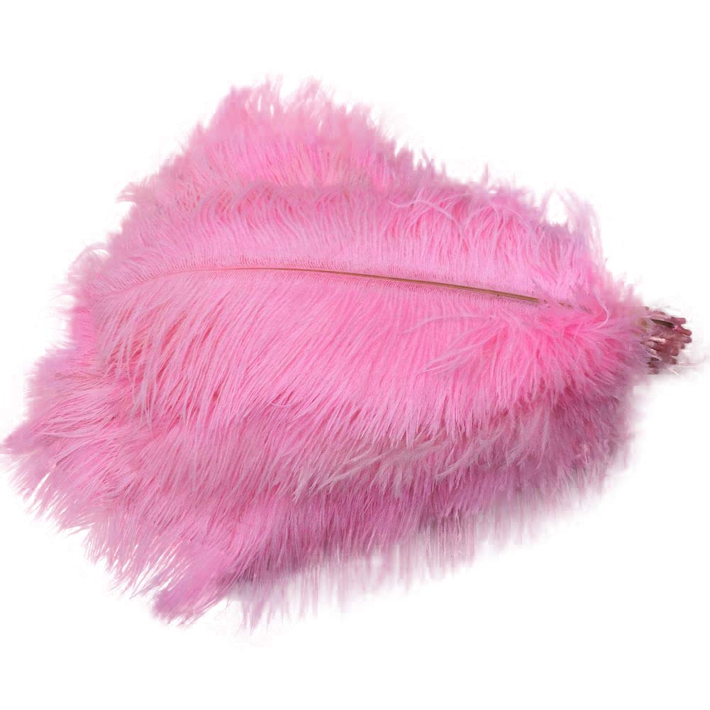 Sowder 50pcs Natural 8-10inch(20-25cm) Ostrich Feathers for Home Wedding Decoration(pink)