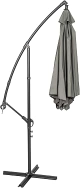 GardenCo 3m Cantilever Banana Parasol with Weatherproof Cover Grey view 2