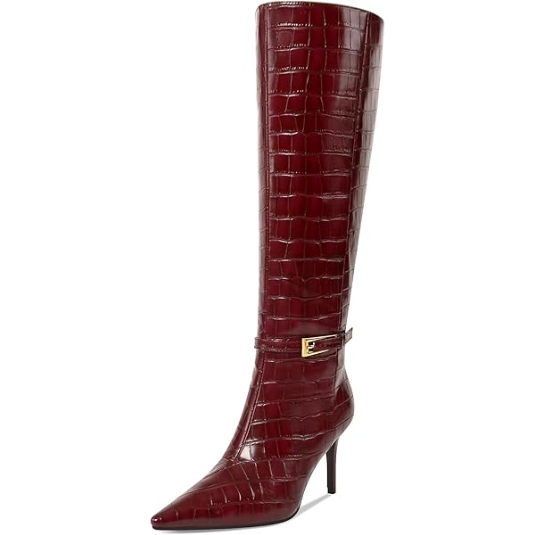 Amazon.com | Pazzion Women's Crocodile Print Square Toe Knee High