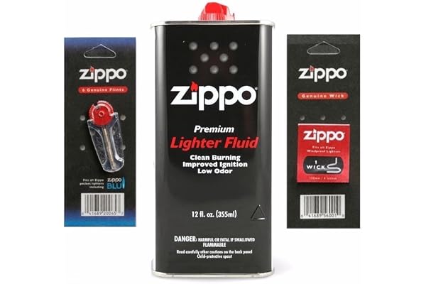 Zippo (1) 12 OZ. Fuel (1) Flint and (1) Wick Set