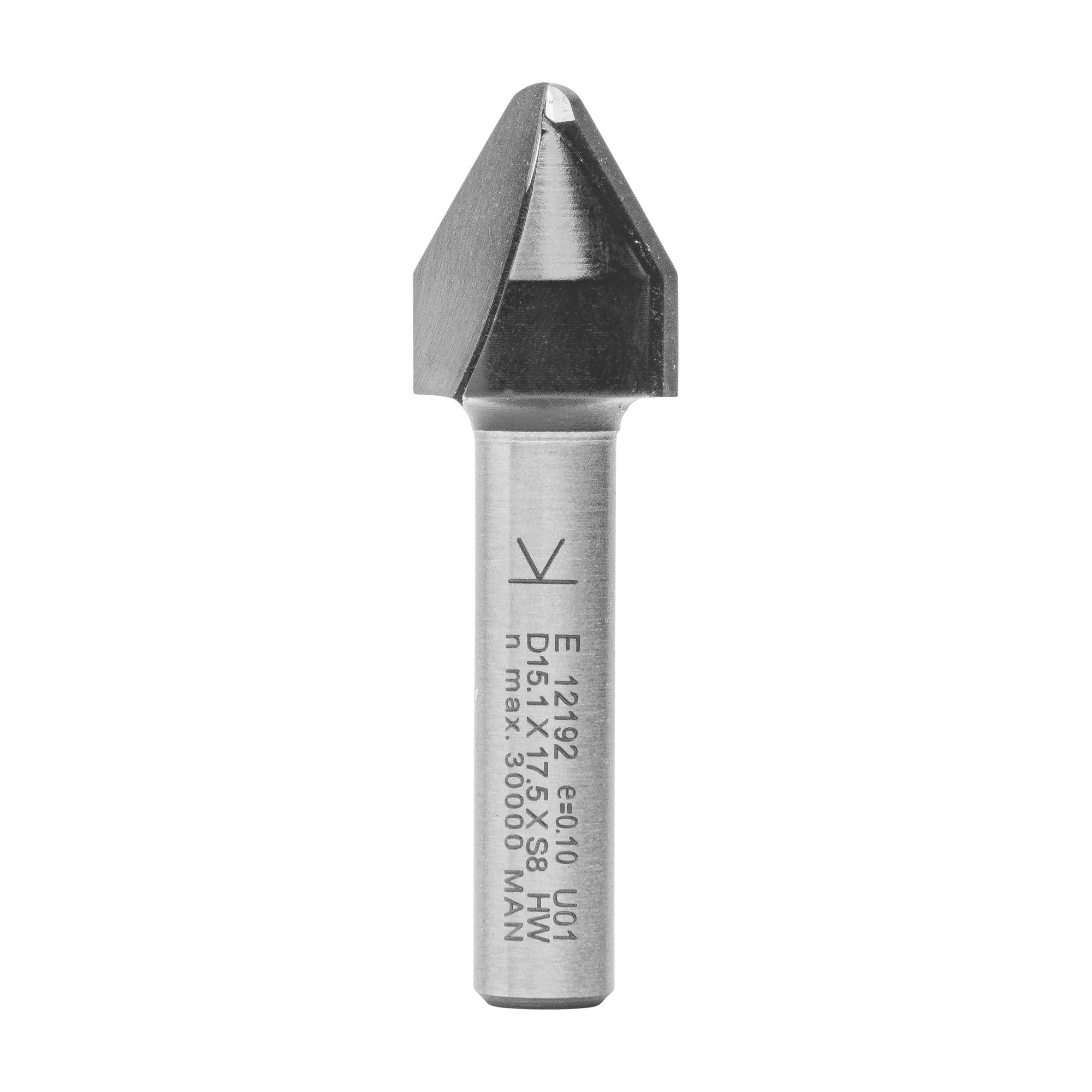 ENT 12192 Engraving Cutter TC Shank (S) 8 mm, Diameter (D) 15,1 mm, NL 17,5 mm, R 2,4 mm, E 60°, SL 32 mm, Rounded