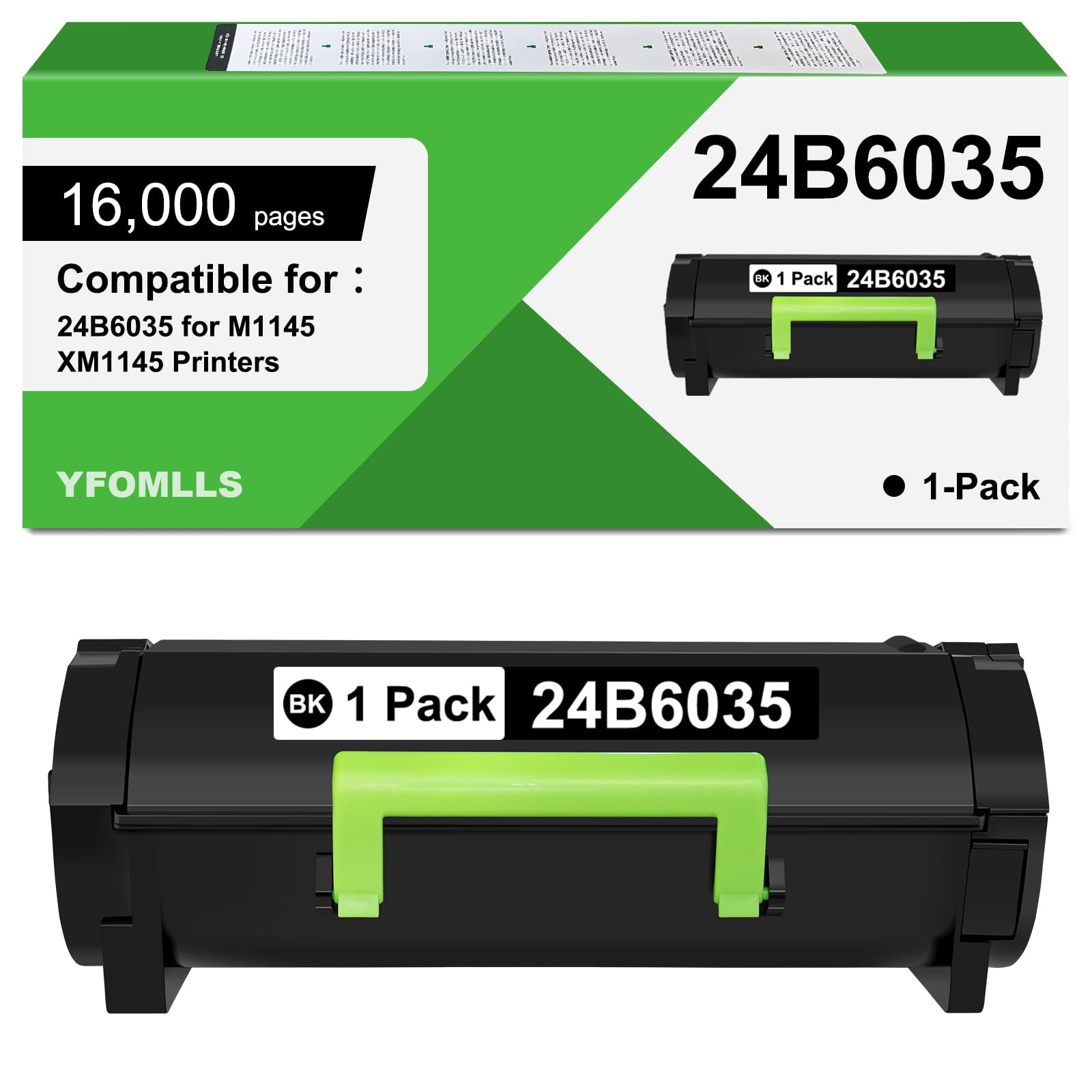 Photo 1 of 24B6035 Toner Cartridge Compatible for Lexmark 24B6035 Black Toner Cartridge for M1145 XM1145 Laser Printers(1 Pack,16,000 Pages)