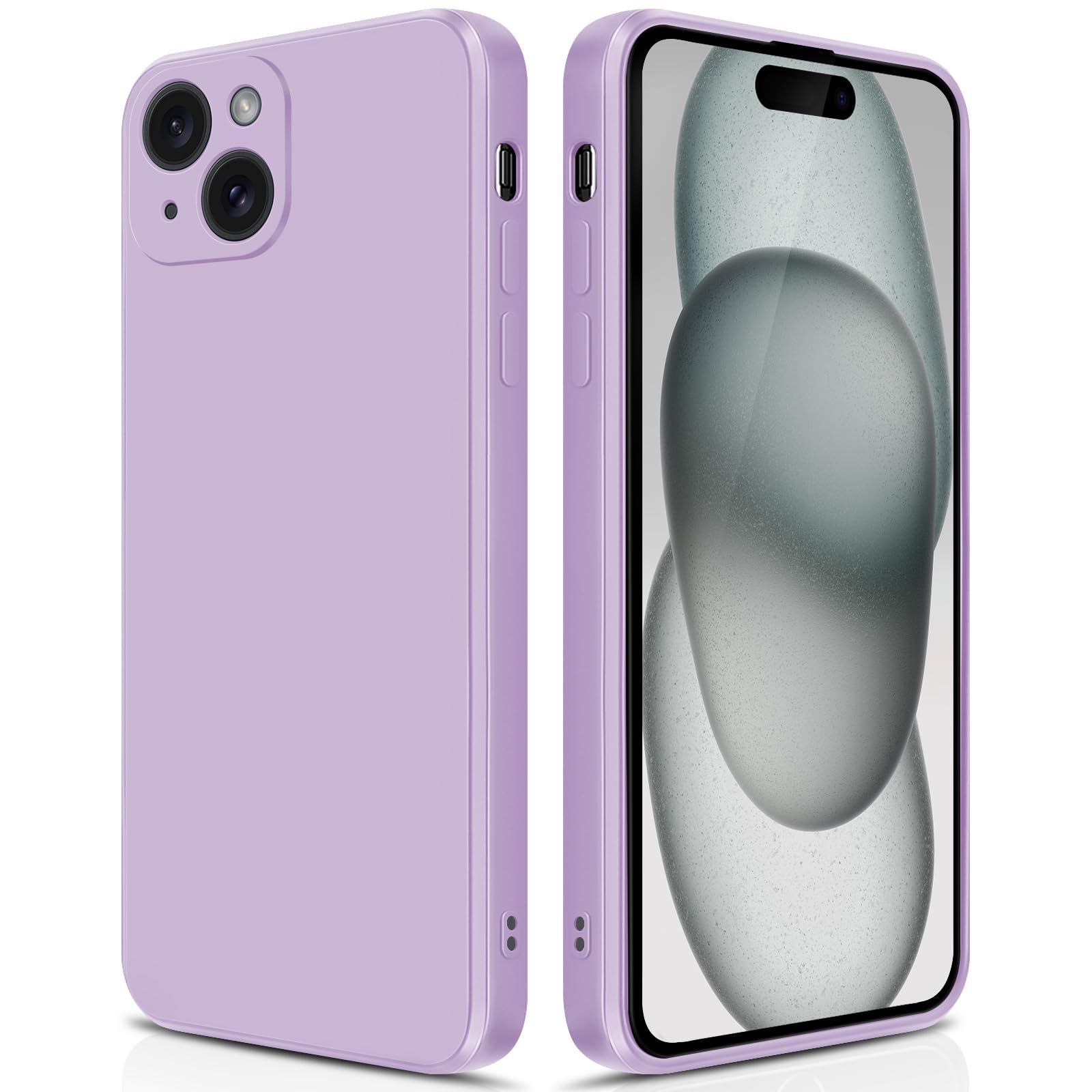 GiiYoon Case Compatible with iPhone 15 Plus, Silky-Soft Touch Full-Body Protective Phone Silicone Case, Shockproof Cover with Microfiber Lining, Purple — image 1