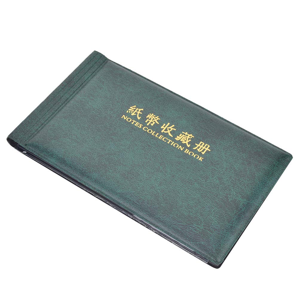 Banknotes Collection Holder, Sufficient Transparent Paper Money Album with 30 Pages for Holding 60 Banknotes for Money Collectors(Dark Green)