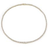 MDFUN Tennis Necklace Graduated 18K Yellow Gold Plated | Gradient 4.0-6.0mm Round Cubic Zirconia Cut Faux Diamond 3 Prong Tennis Chain for Women and Men 18nches