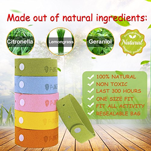P-JING Mosquito Repellent Bracelets, 100% Natural Plant Based Oil | Soft Material for Kids & Adults | Keeps Bugs & Insects Away Indoor & Outdoor, Pest Control Bug Protection for Kids & Adults