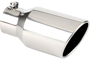 3 Inch Inlet Exhaust Tip, Richeer 3"x4.5"x9" Chrome Polished Stainless Steel Exhaust Tip with Ball End L Wrench