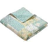 Greenland Home Evangeline Modern Floral Patchwork Print Quilted Throw Blanket