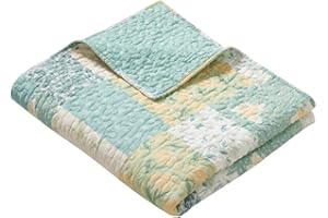 GREENLAND HOME FASHIONS Greenland Home Evangeline Modern Floral Patchwork Print Quilted Throw Blanket