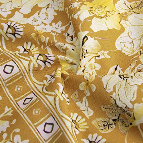 Witspace Fashion Women Long Loose Sleeve Print V-Neck Casual Strappy Dress - Thumbnail 5