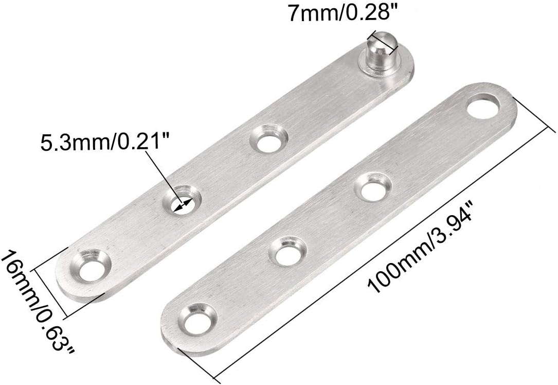 sourcing map 2 Sets Stainless Steel 360 Degree Rotating Door Pivot Hinge 100mm x 16mm, 100mm x 16mm,2 pcs - Image 4