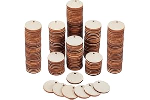 PH PandaHall 500pcs 1 inch Unfinished Blank Wood Circle Pendants Flat Round Wood Pendants Round Disc Wooden Pieces for Earrin