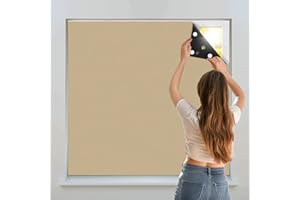 AJAZZ Portable Blackout Shades 100% Blackout Curtains for Bedroom Small Window Curtains No Light Kitchen Windows Insulated for Nursery for Baby Travel Curtain,Sand Yellow,56" W x 80" L,1 Panel