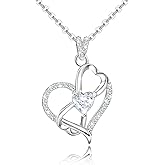 Elensan Charms Sterling Silver Pendant Necklace for Women Love Heart with Cubic Zirconia Infinity Hypoallergenic Jewelry Fashion Birthday Gift for Women