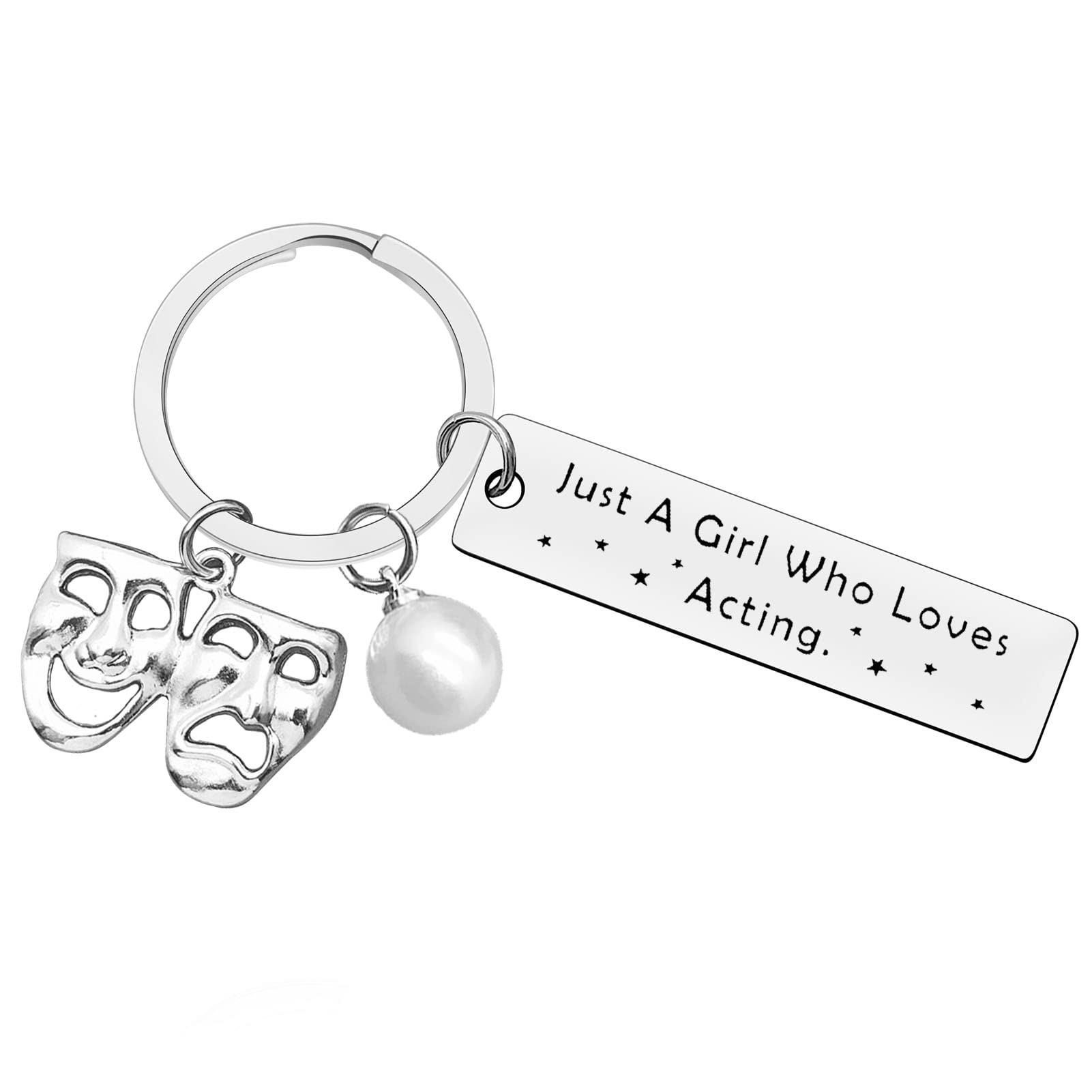 Ximalun Theater Gifts for Women Girls Just A Girl Who Loves Acting Keyring with Comedy Tragedy Masks Charm Drama Teacher Gift Drama Theater Lover Gifts for Students Actor Actress Gift