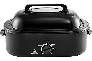 Uargd Electric Roaster Oven, 20 QT Turkey Cooker with Self-Basting Lid, 1450W Roaster with Defrost & Warm Settings, Adjustabl