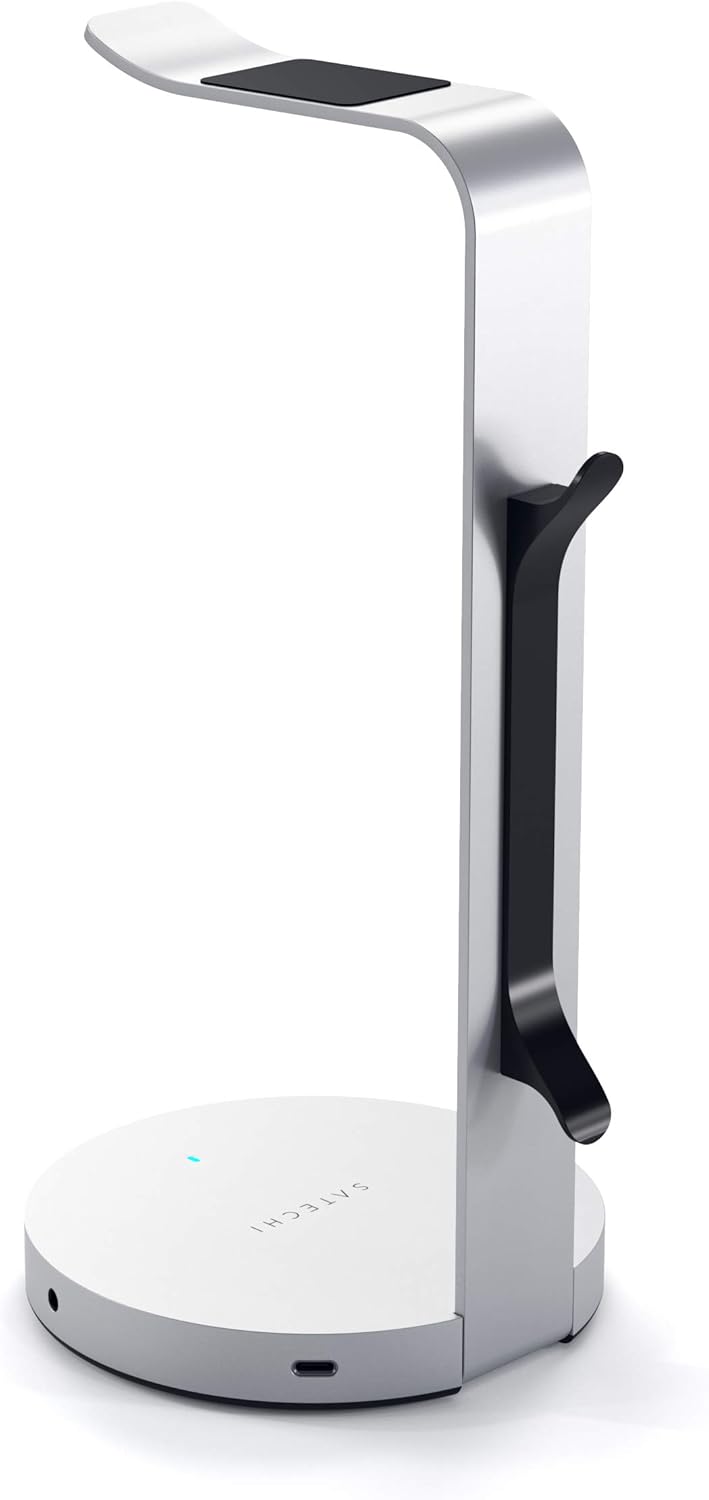 Satechi Aluminum USB Headphone Stand Holder with 3 USB 3.0 Ports & 3.5mm AUX Port - Universal Fit - Compatible with Satechi, Bose, Sony, JBL, Panasonic, AKG (V2, Silver): Electronics