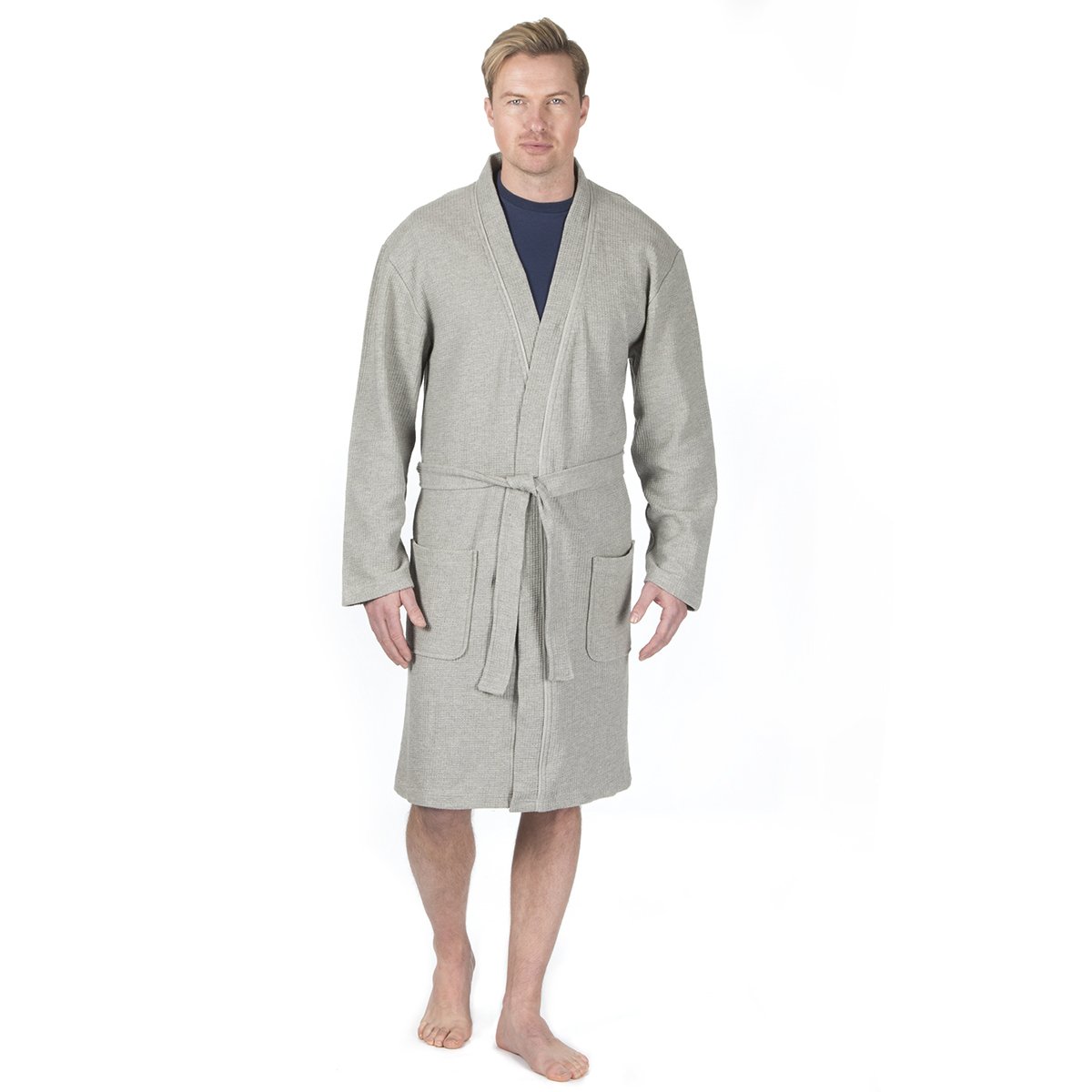 Men's Luxury Towelling Bath Robe Cotton Blend Waffle Weave Kimono Gown
