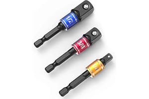 Regatic Socket Adapter Extension Set, 1/4, 3/8, 1/2 Inch Hex Shank, Impact Grade, Power Drill to Socket Converter, 3-Piece (B