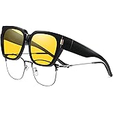 HAOLOTA Night Vision Driving Glasses for Women Fit over Eyeglasses Anti Glare Polarized Nighttime Sunglasses Yellow Lens