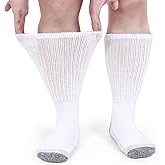 NEERKOOR Diabetic Socks for Men, Non-Binding Loose Fitting Wide Calf, Big and Tall with Cushioned 2 Pairs