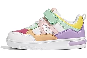 LUCKY STEP Kid's Sneakers School Running Loafers Low Top Walking Tennis Casual Shoes Strap Athletic Fashion Sneakers for Children/Boys/Girls