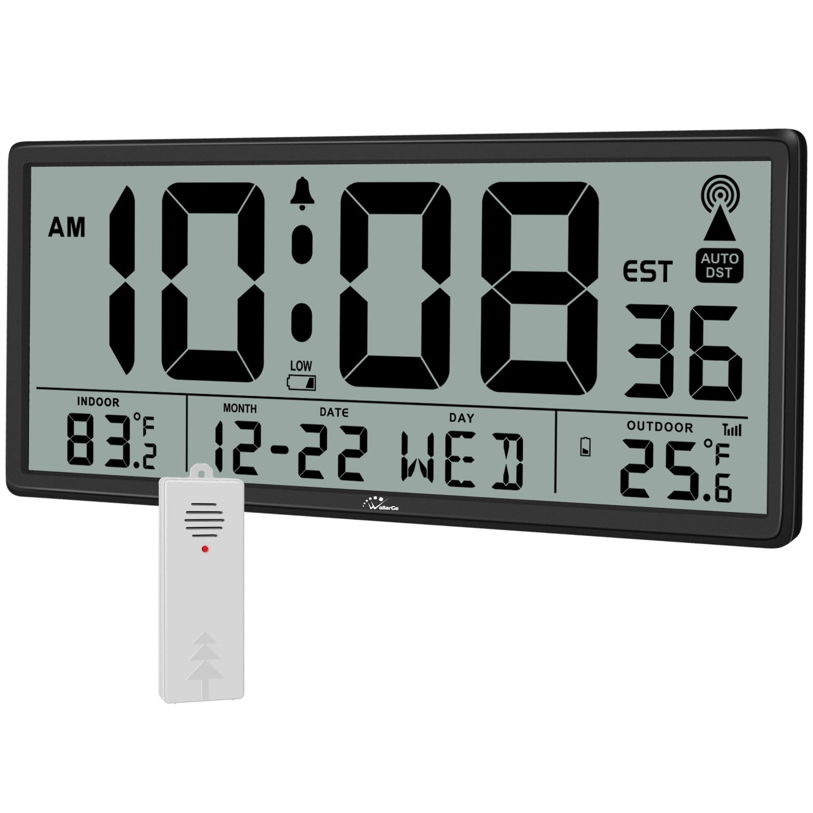 Photo 1 of ***MISSING REMOTE*** WallarGe Atomic Clock with Indoor Outdoor Temperature - Easy to Read - Self Setting, 14.5'' Jumbo Auto Set Digital Wall Clock Battery Operated