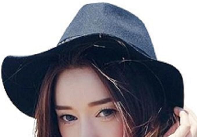 Amazon つば広ハット 中折れ帽子 メンズ レディース フェルト ファッション帽子 黒 ブラック A108s ハット 通販