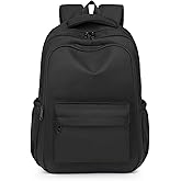 Cute College Backpack for School Aesthetic Backpack for Teen Girls Students Laptop Bag Large Capacity Bookbags Kids Travel Lightweight Backpacks for Casual Daypacks School Bag Solid Color(Black)