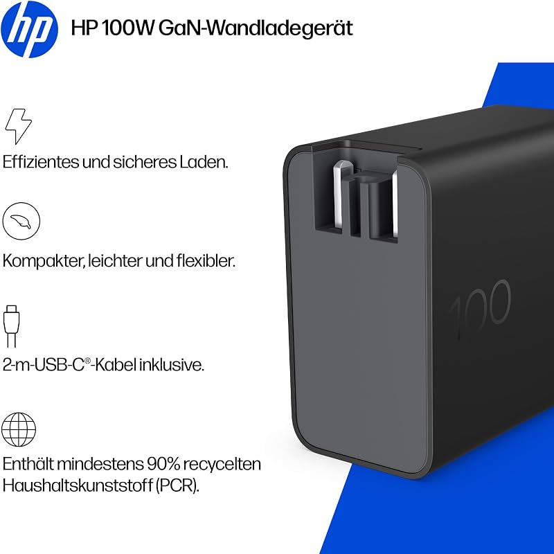 100W GaN USB-C Laptop Ladegerät mit 2 m Ladekabel