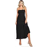 Love Tree Womens Smocked Tube Midi A-Line Dress