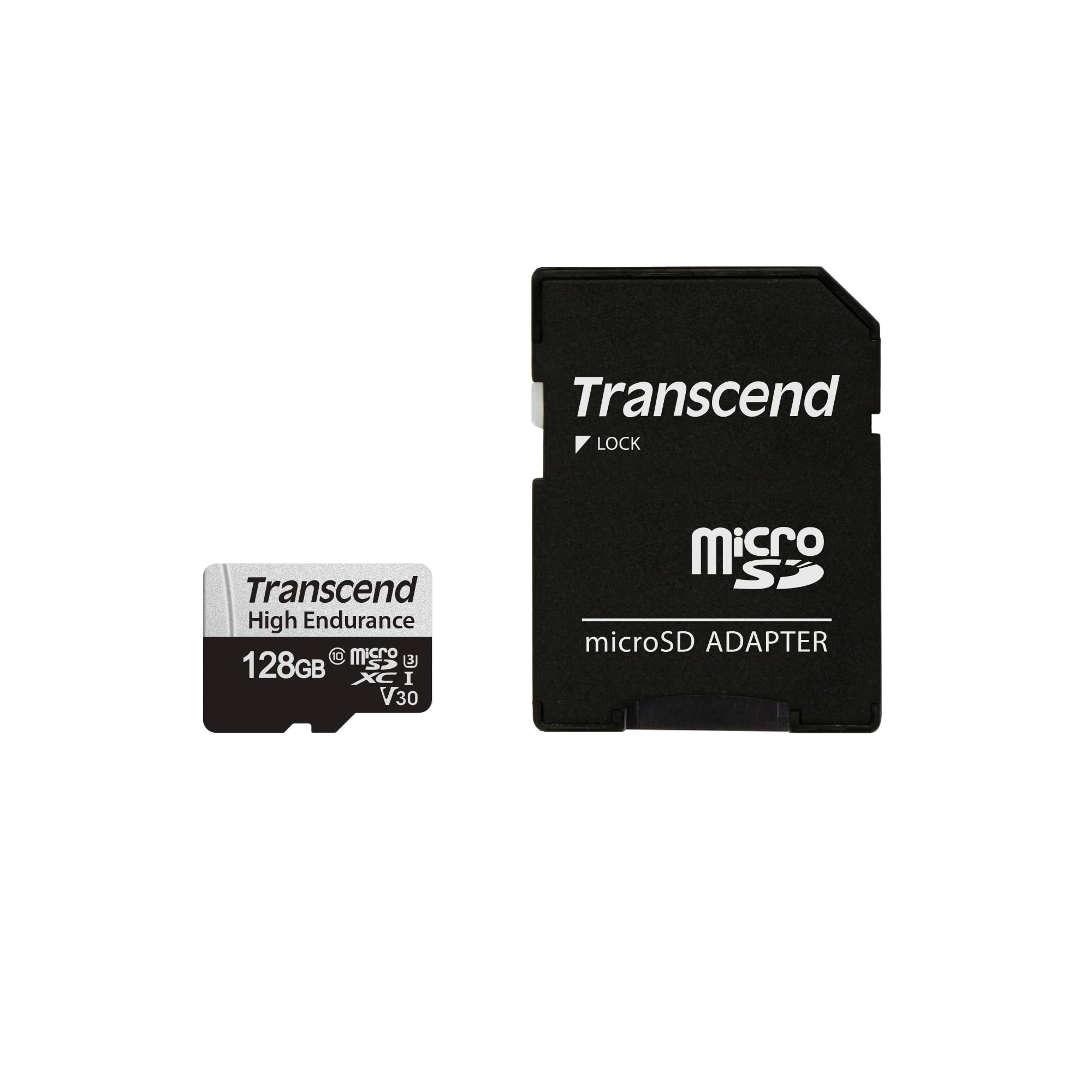 Transcend USD350V 128GB High Endurance microSDXC Class 10 U3 V30 Memory Card for Dash Cam & Security Cameras with Adapter TS128GUSD350V