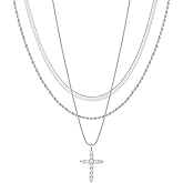 Easter Basket Stuffer Cross Necklace for Women Girls, Dainty 14K Gold Silver Plated Cross Choker Jewelry Non Tarnish Waterproof Cute Simple Small Necklace Christian Baptism Religious Faith Jewelry Gifts