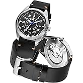 Boyarca Pilot Watch Men's Aviator Wrist Watch Japan Automatic Movement Retro Mechanical Watches Stainless Steel Case with Luminous Waterproof (Black B)