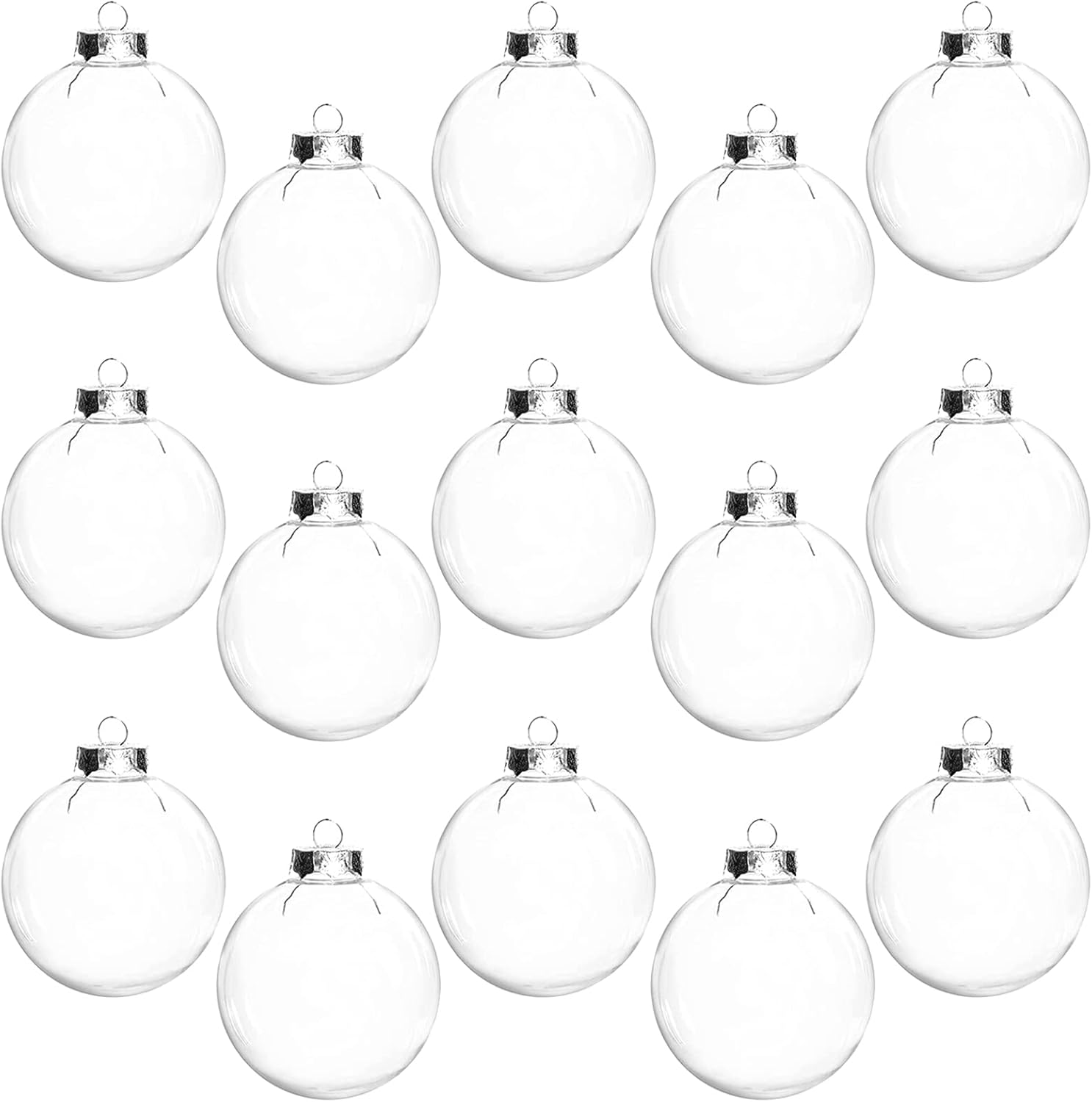 Ornaments - 15 Pcs DIY Clear Plastic Fillable Balls Ornament, 2.36Inch Transparent Ornaments Shatterproof Christmas Balls for Christmas, Halloween, Birthday, Wedding Decor, DIY Crafts Decorations (60 mm)