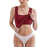 V FOR CITY Womens Square Neck Tank Top with Built-in Bra Ribbed Seamless Camisole Slim Fitted Camis Shirts